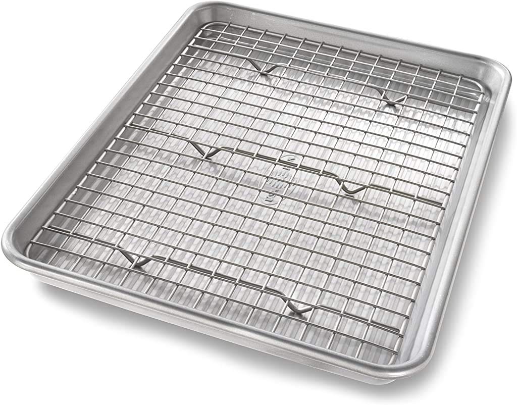 USA Pan quarter-sheet pan bakeware for even baking and easy release.