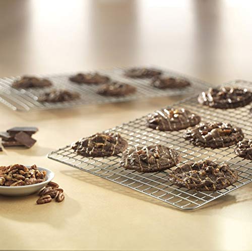 Rack nests with USA Pan quarter sheet pans to catch drips while glazing
