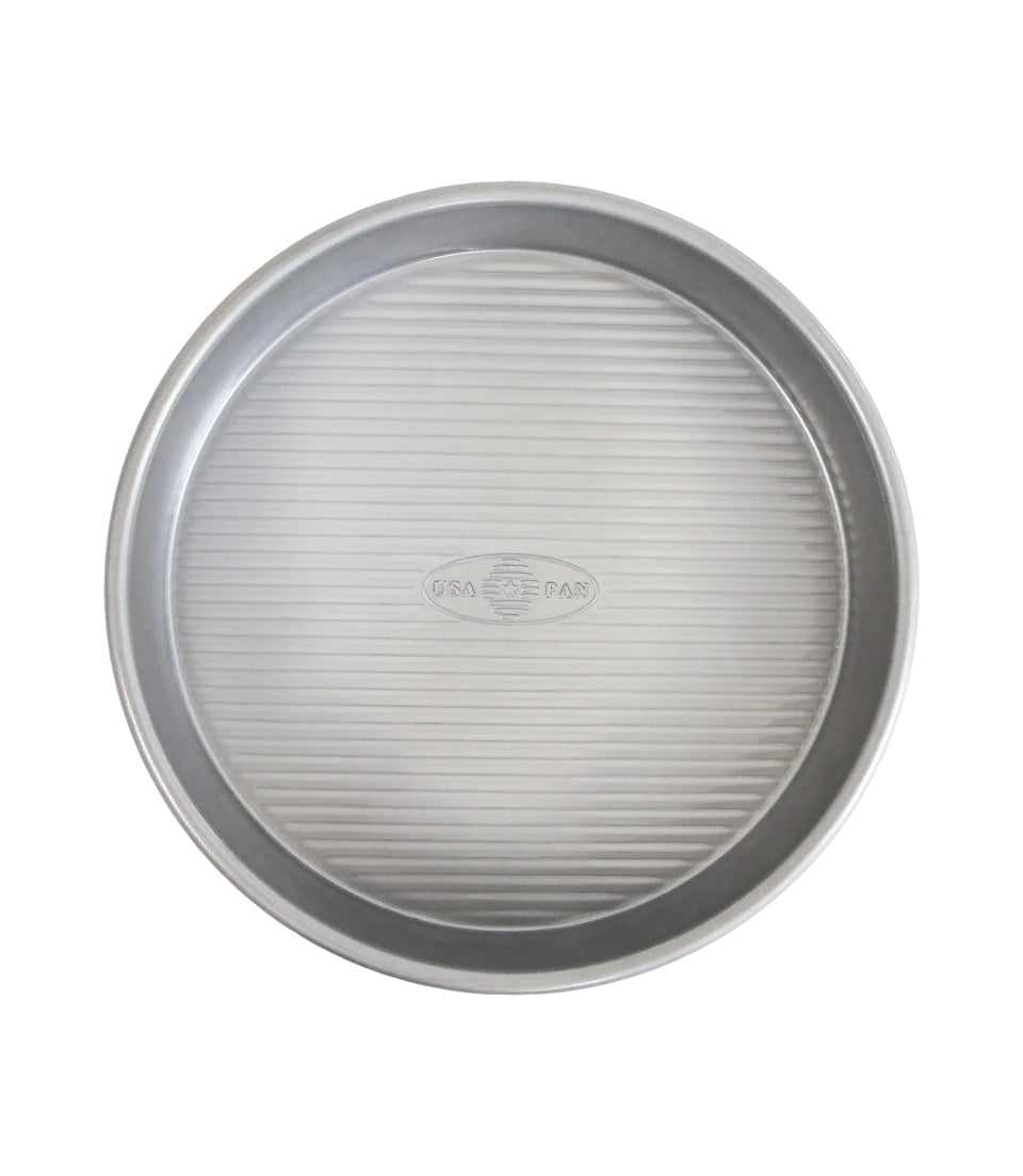 USA Pan round 9-inch cake pan with nonstick release for easy removal.