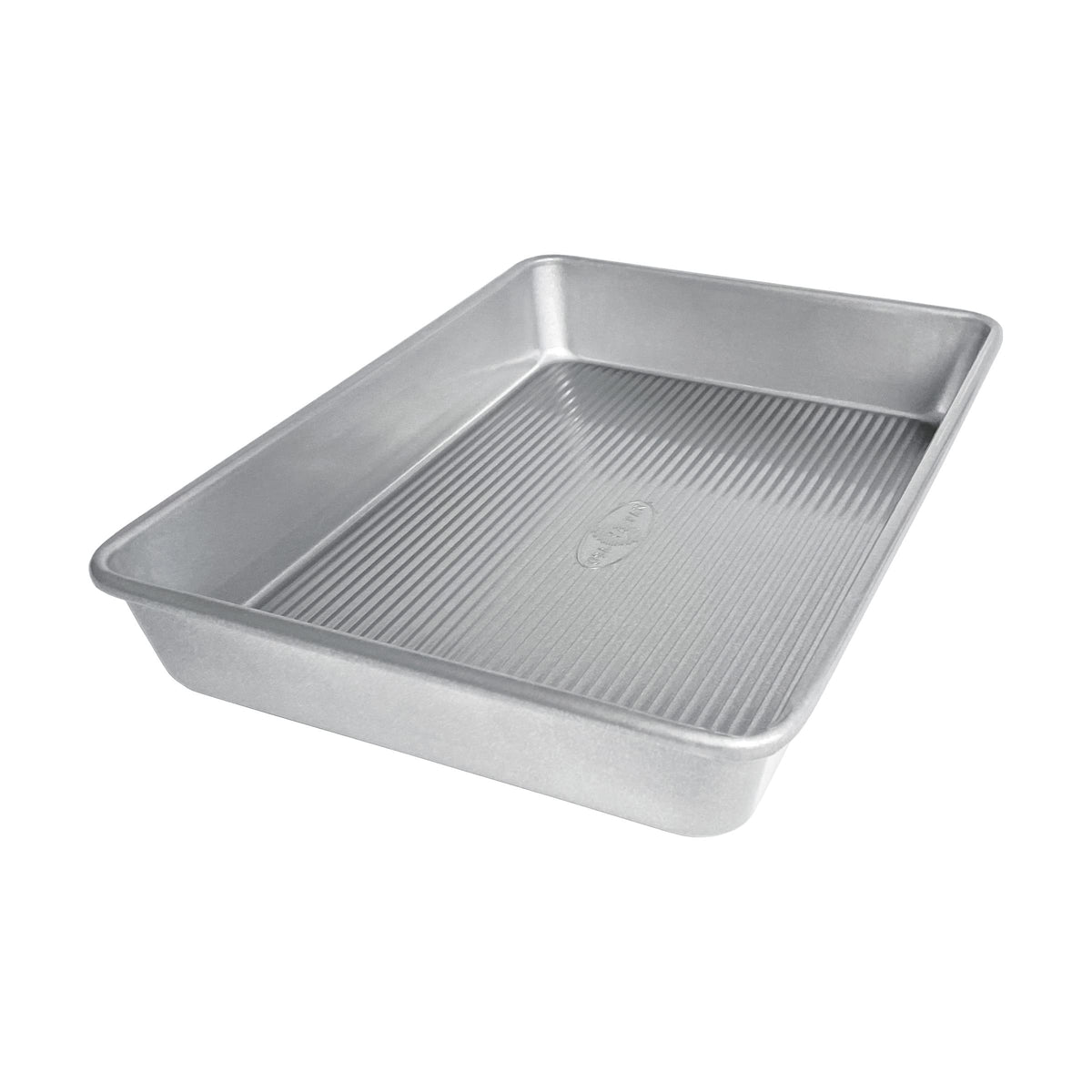 USA Pan seamless 9x13 pan top view with easy-release coating.