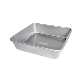 USA Pan square baking pan, top view, 8x8 inches, for even browning and easy release.
