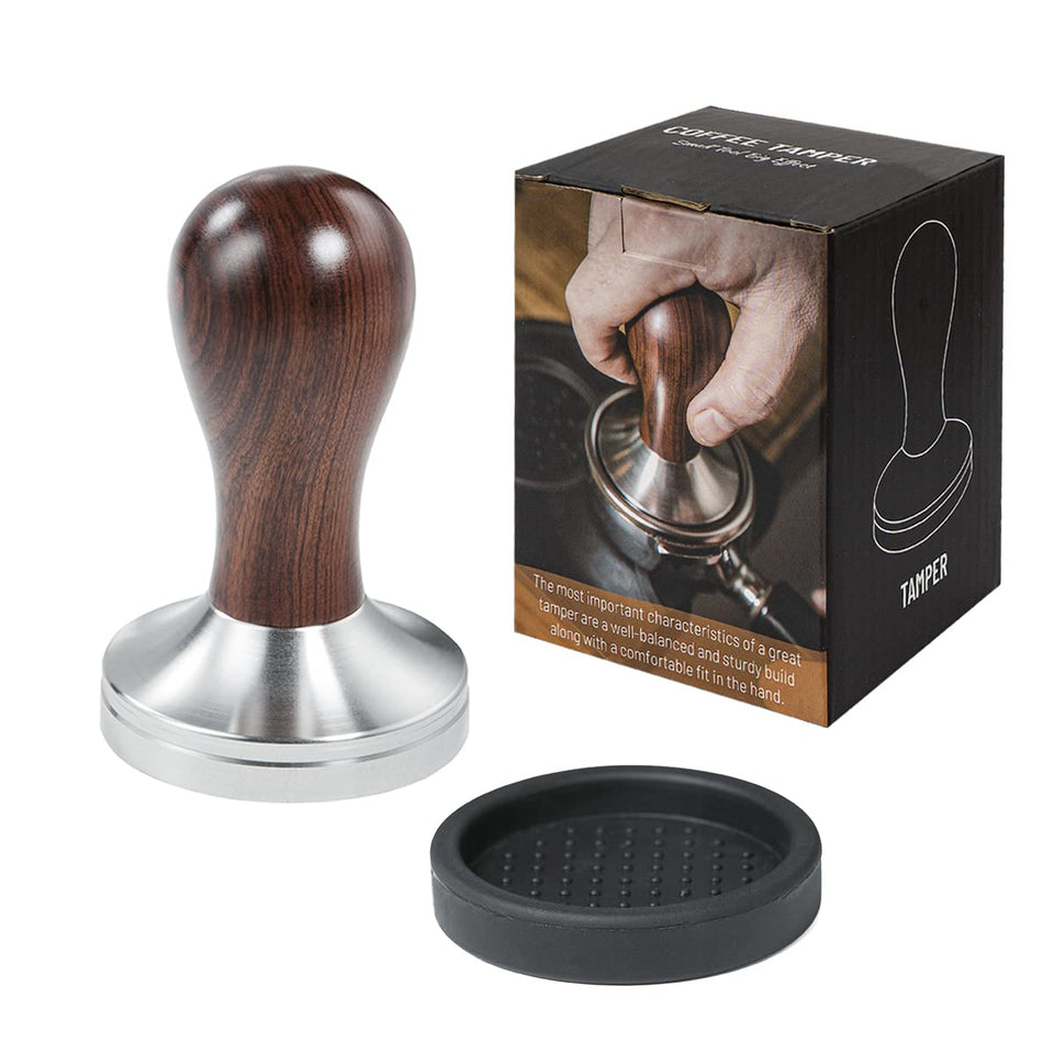 USEAMIE coffee tamper 58mm flat base for precise espresso compression.
