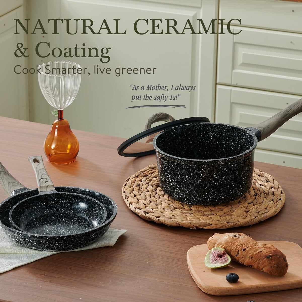 USELUCK ceramic casserole 6 qt with lid for family meals