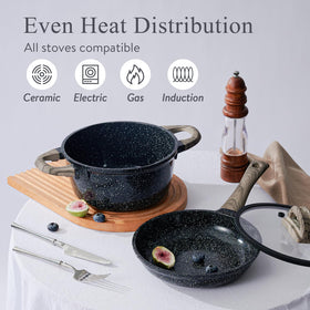 USELUCK ceramic cookware set 11-inch frying pan with lid ideal for large meals