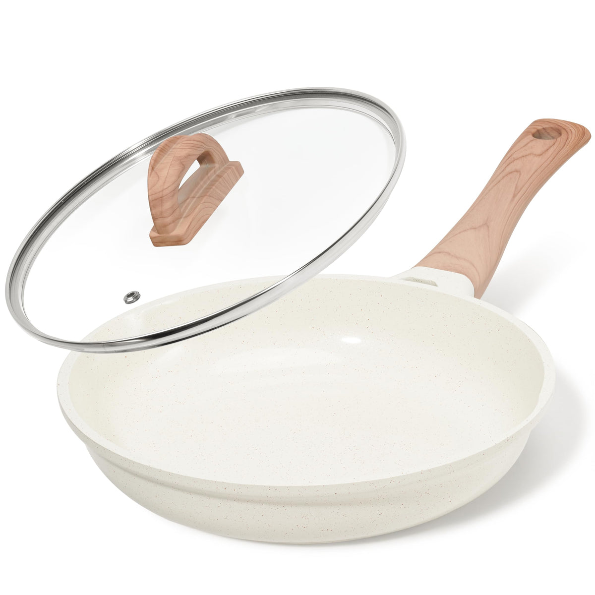 USELUCK 10-inch ceramic nonstick pan top view for quick, even meals.