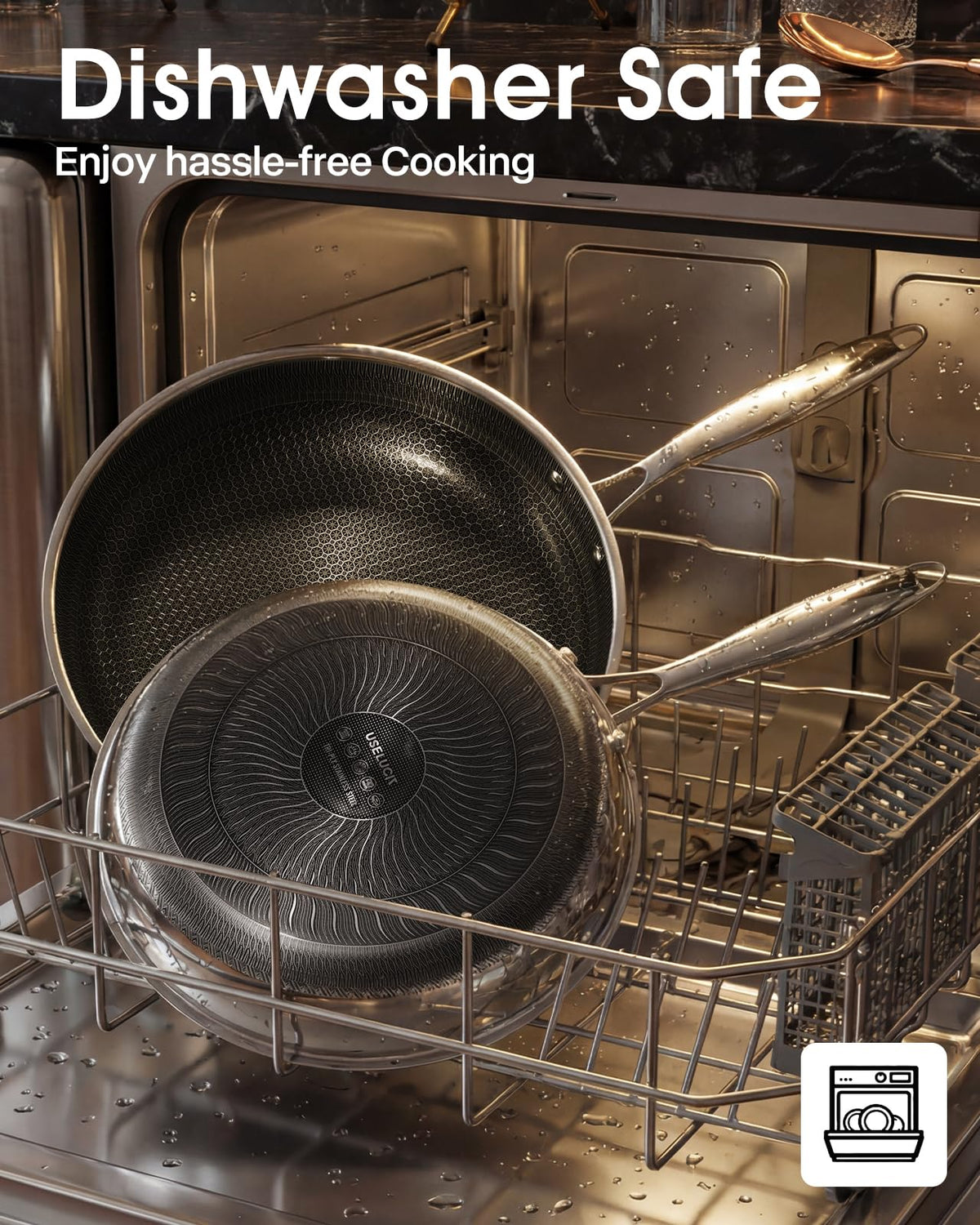 USELUCK dishwasher-safe pan simplifies cleanup after everyday meals