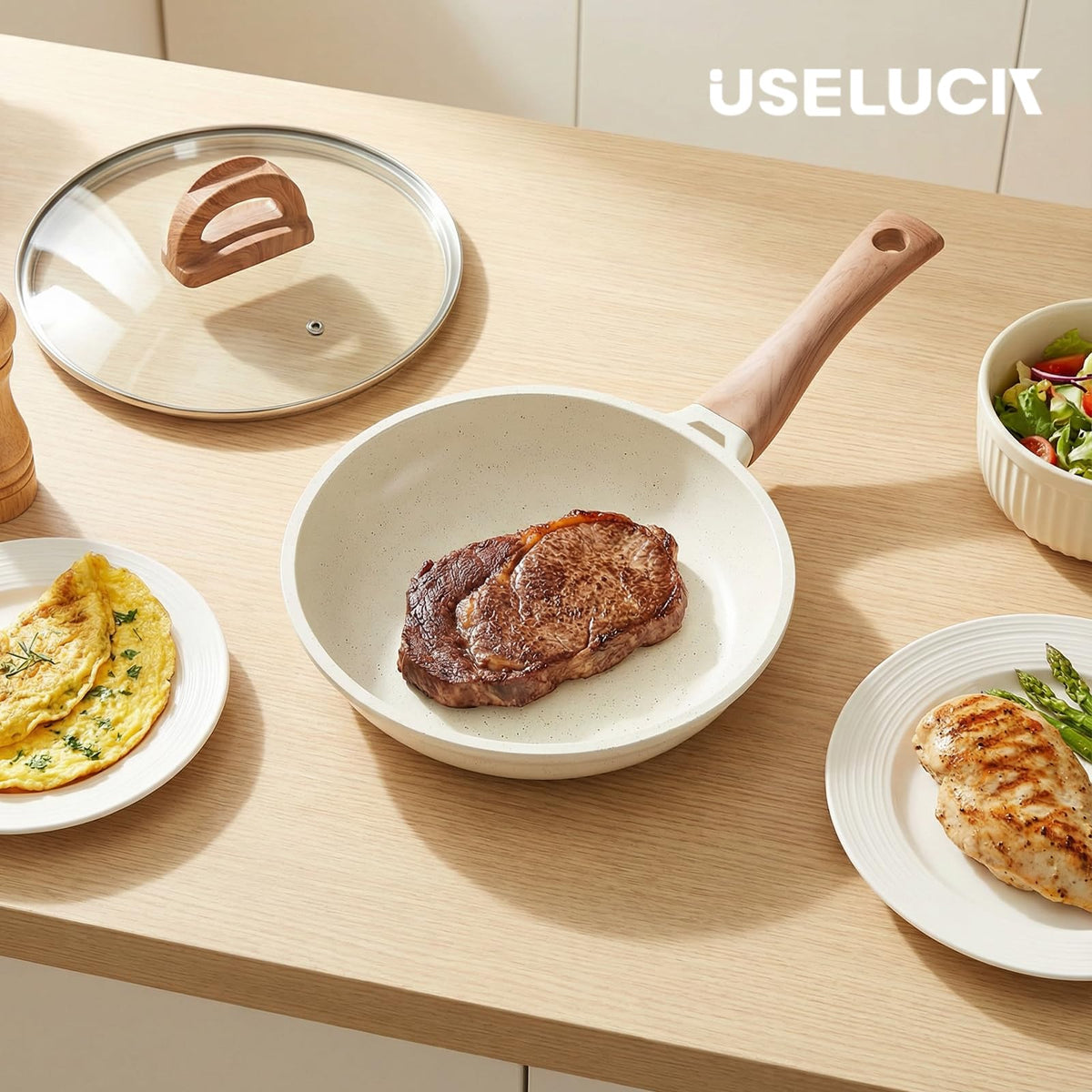USELUCK ceramic surface wipes clean with towel and soap.