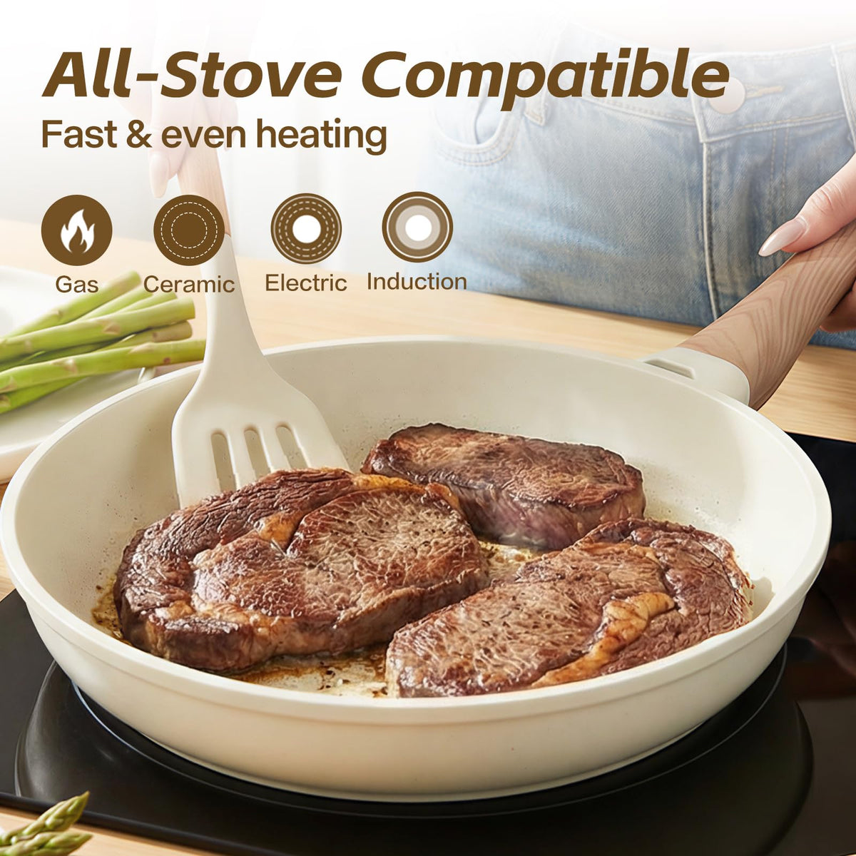 USELUCK heat-resistant ergonomic handle keeps hands cool during flips.