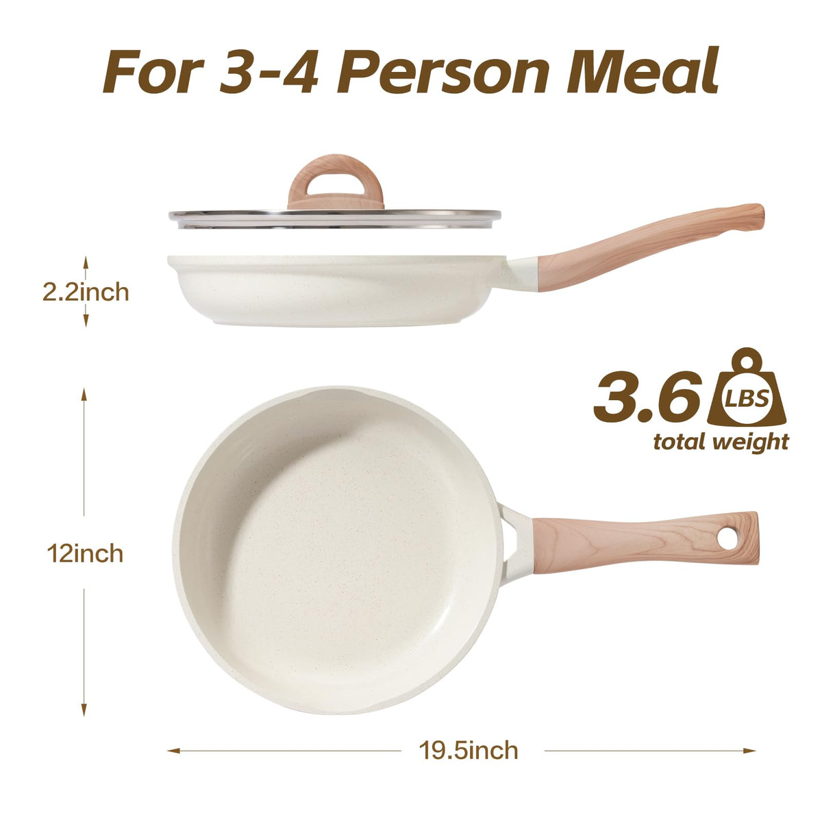 USELUCK large-capacity skillet suits batch cooking and family dinners.