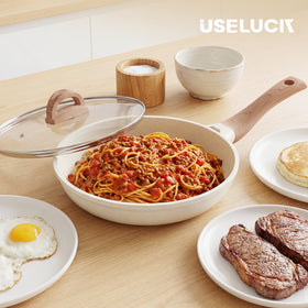 USELUCK tempered glass lid lets you monitor cooking without lifting.