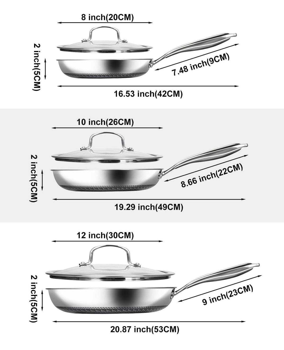 USELUCK 10-inch pan with lid great for family meals and sautéed vegetables.