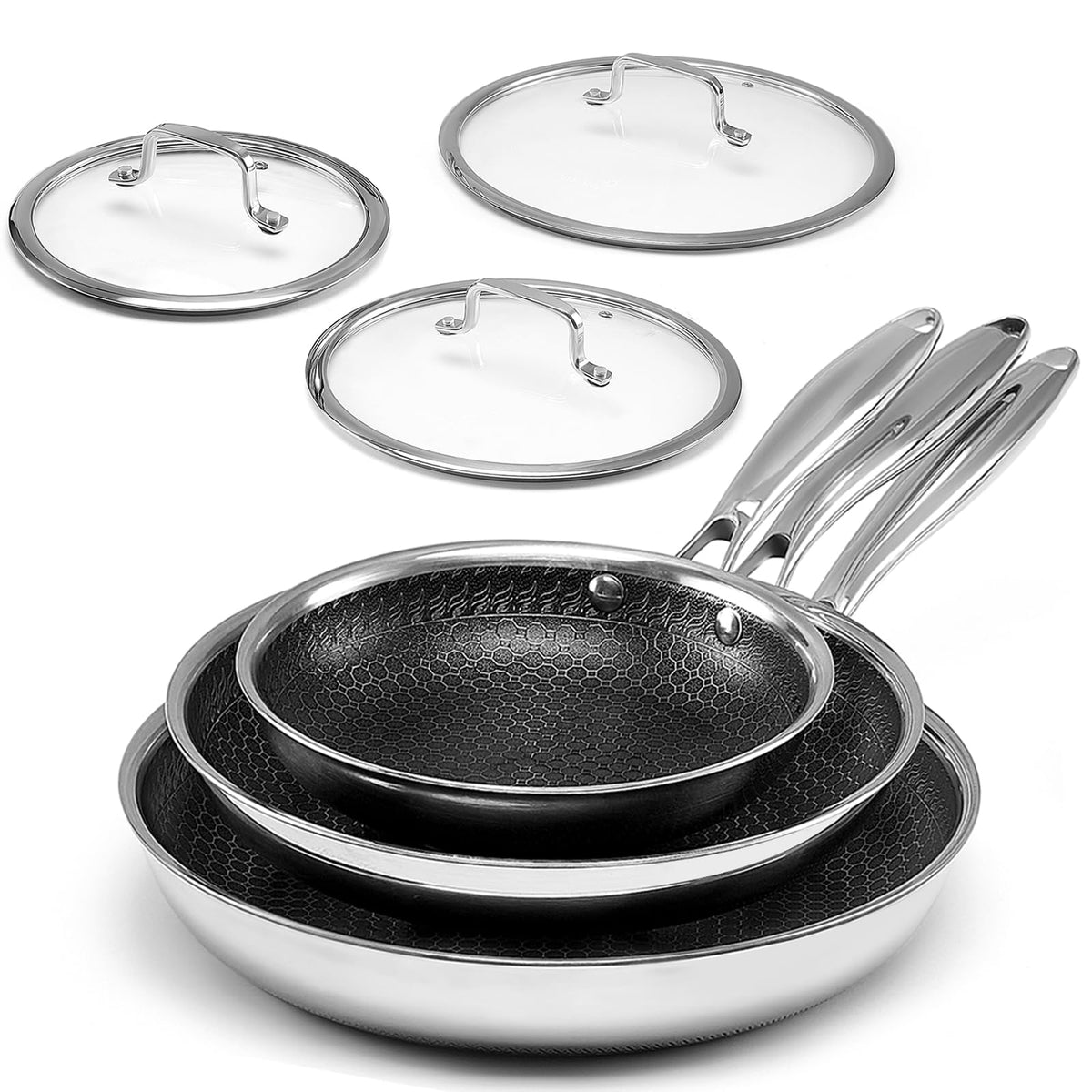 USELUCK 8-inch non-stick pan with lid ideal for quick eggs and small portions.