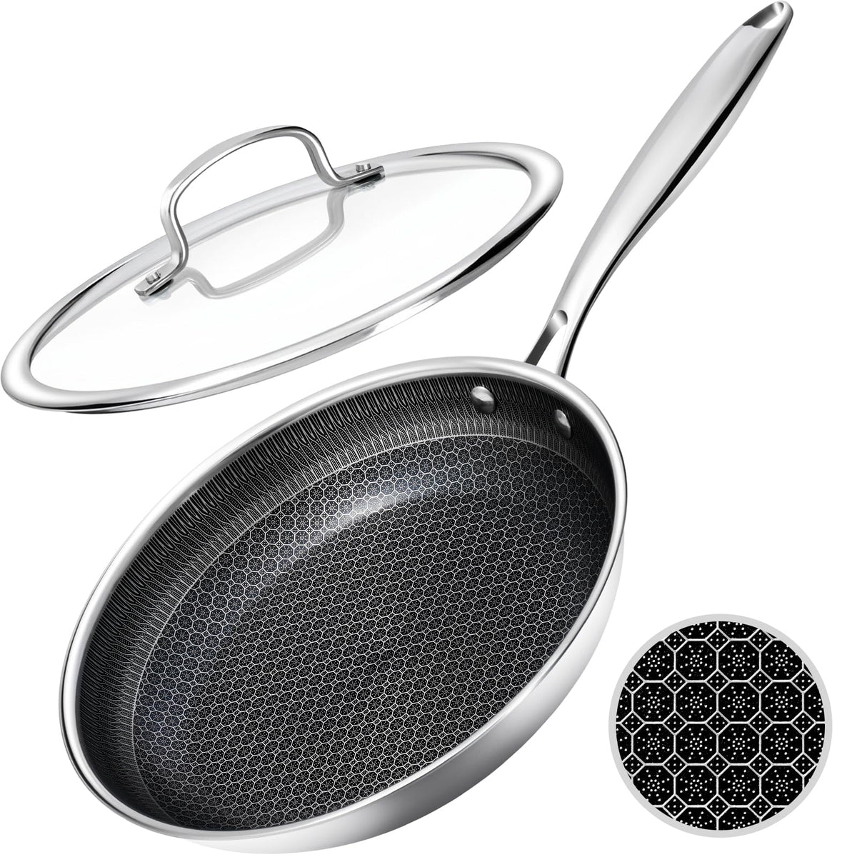 USELUCK nonstick frying pan with honeycomb surface for easy release and browning