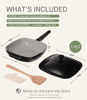 USELUCK Pix Pan ceramic non-toxic coating supports healthy cooking with less oil.