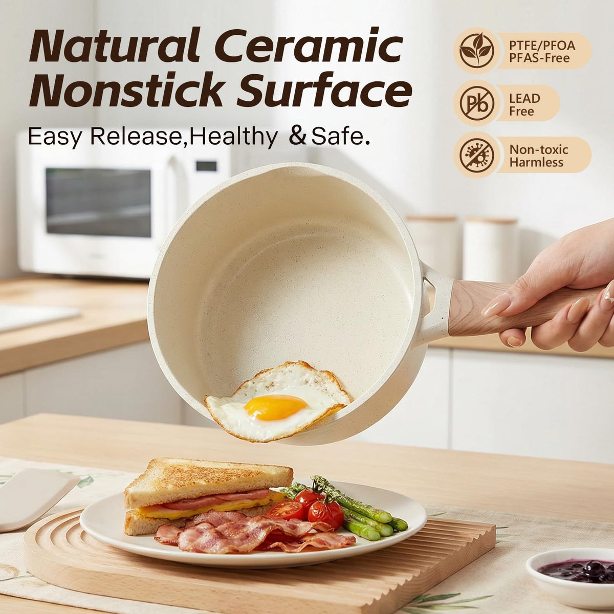 USELUCK stay-cool handle saucepan for comfortable grip during cooking