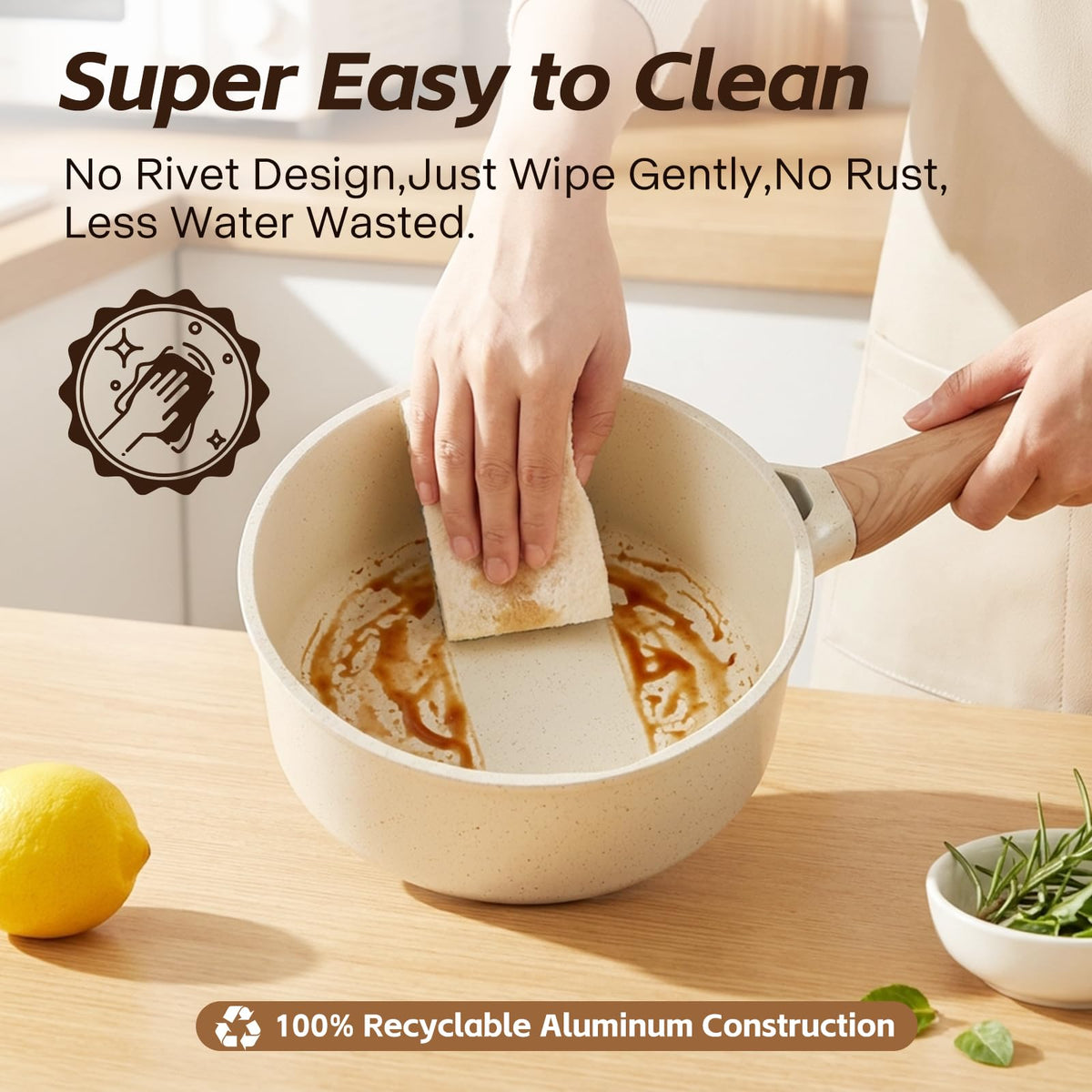 USELUCK white granite coating provides durable nonstick and easy release