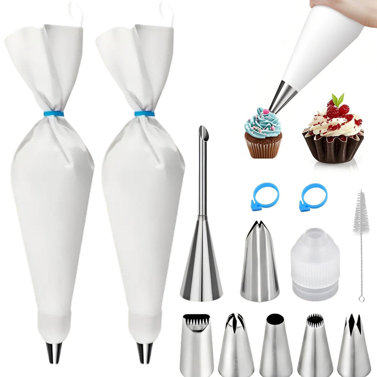 USHYIMJT 16-inch piping bag set for precise cake decorating and mess-free piping