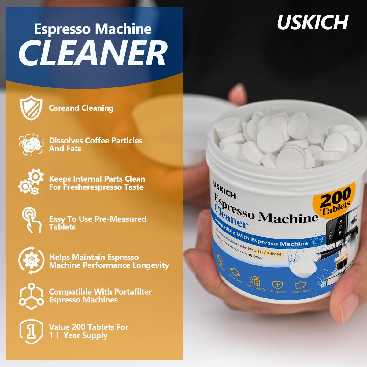 USKICH cleaner used with Breville Barista Express to maintain flow and flavor