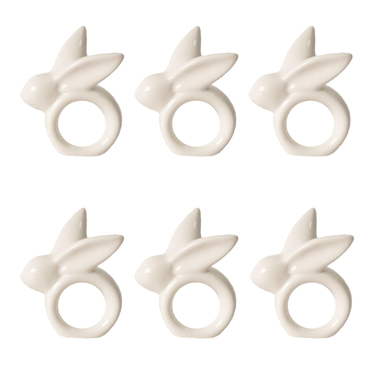 utalek easter bunny napkin rings set of 6, close-up view highlighting porcelain craftsmanship for elegant tables