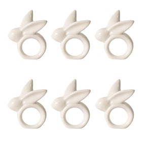utalek easter bunny napkin rings set of 6, close-up view highlighting porcelain craftsmanship for elegant tables