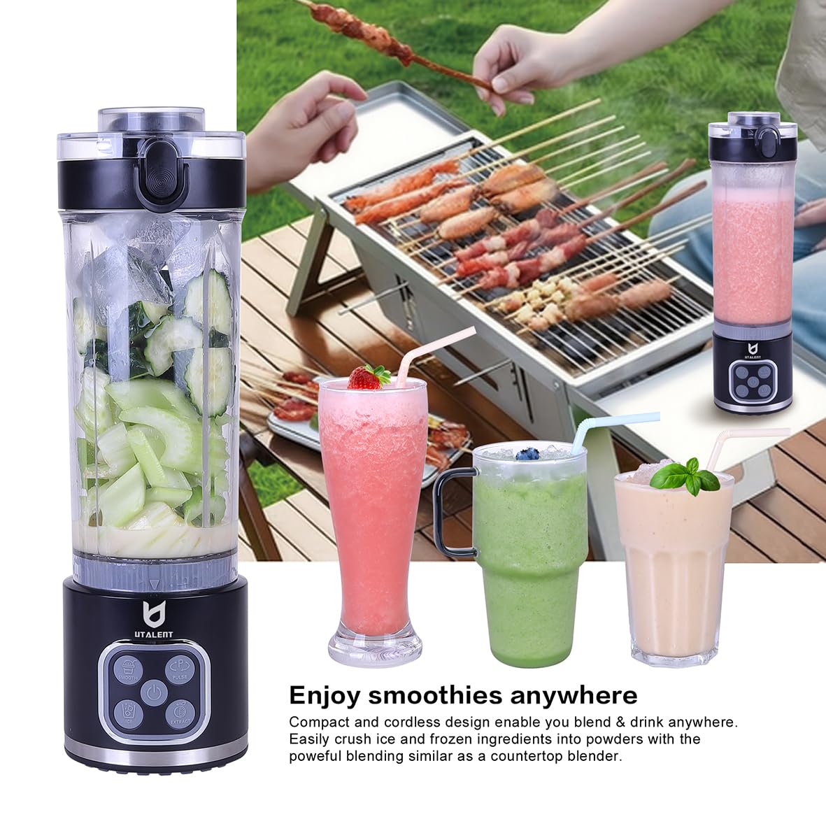 UTALENT four-program display enables presets for smoothies or ice crush.
