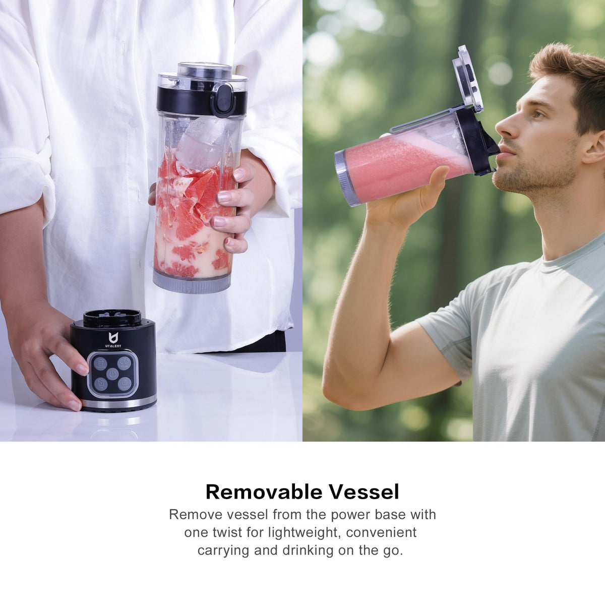 UTALENT sip spout lid keeps drinks spill-free during travel.