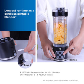 UTALENT cordless blender vessel removable for easy transport of blends.