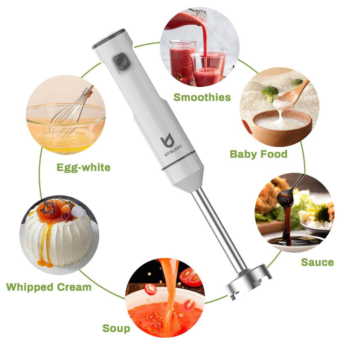 UTALENT 4-point stainless steel blades provide thorough blending