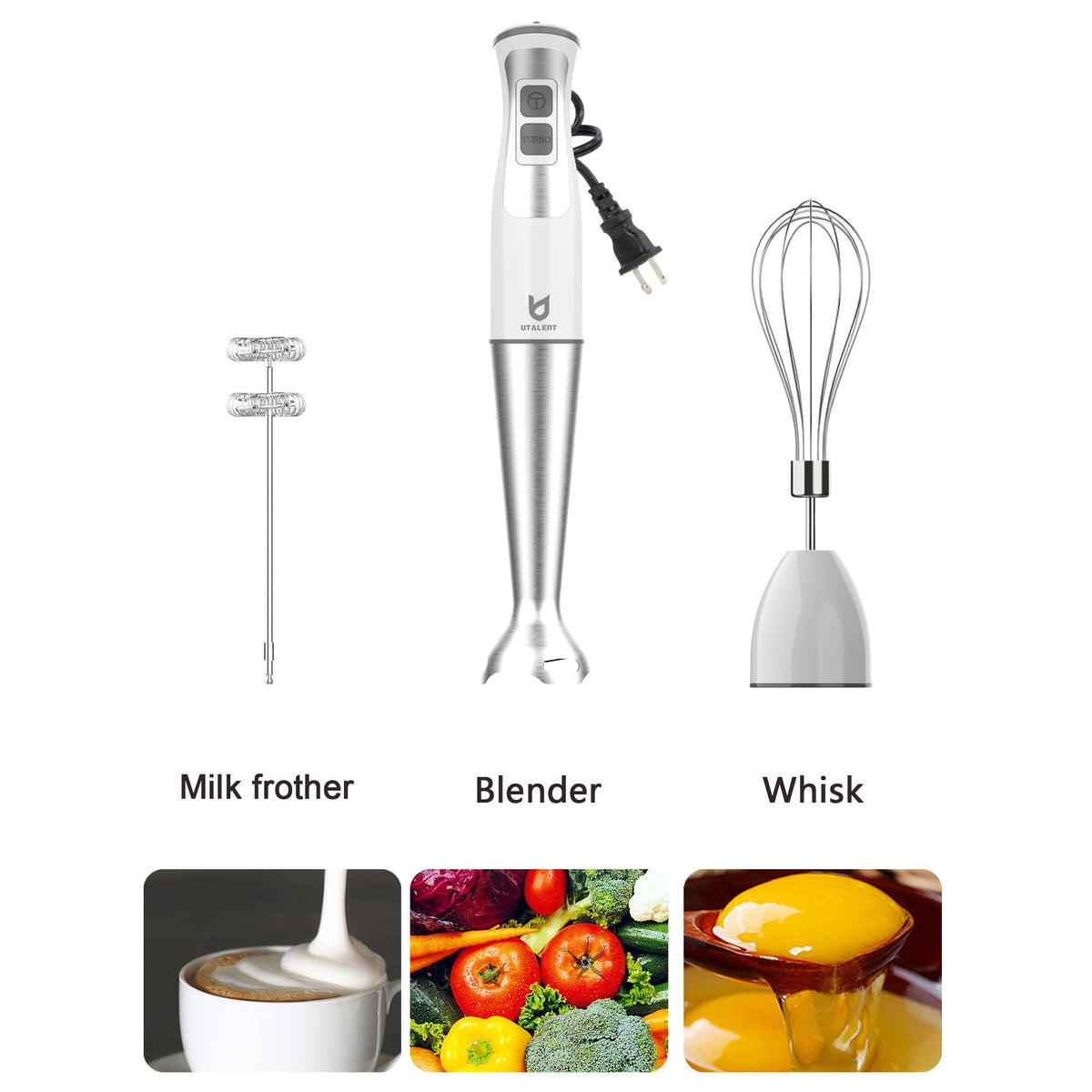 UTALENT egg whisk attachment perfect for light batters and emulsions.