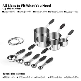 U-Taste 18/8 stainless steel measuring cups for durable kitchen use.