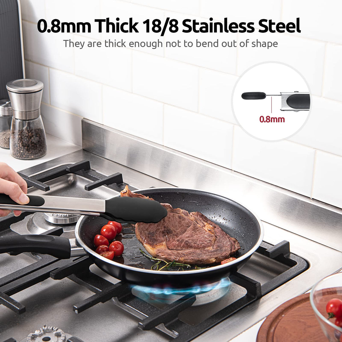 U-Taste heat resistance up to 600°F keeps performance during searing.