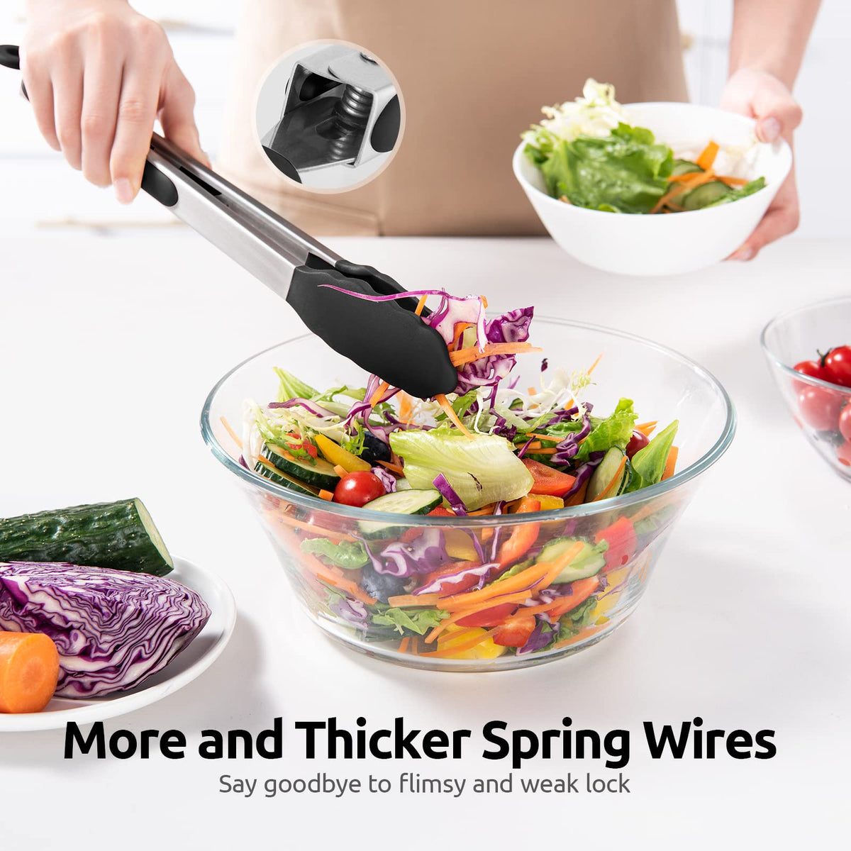 U-Taste ergonomic grip for comfortable use during long cooking sessions