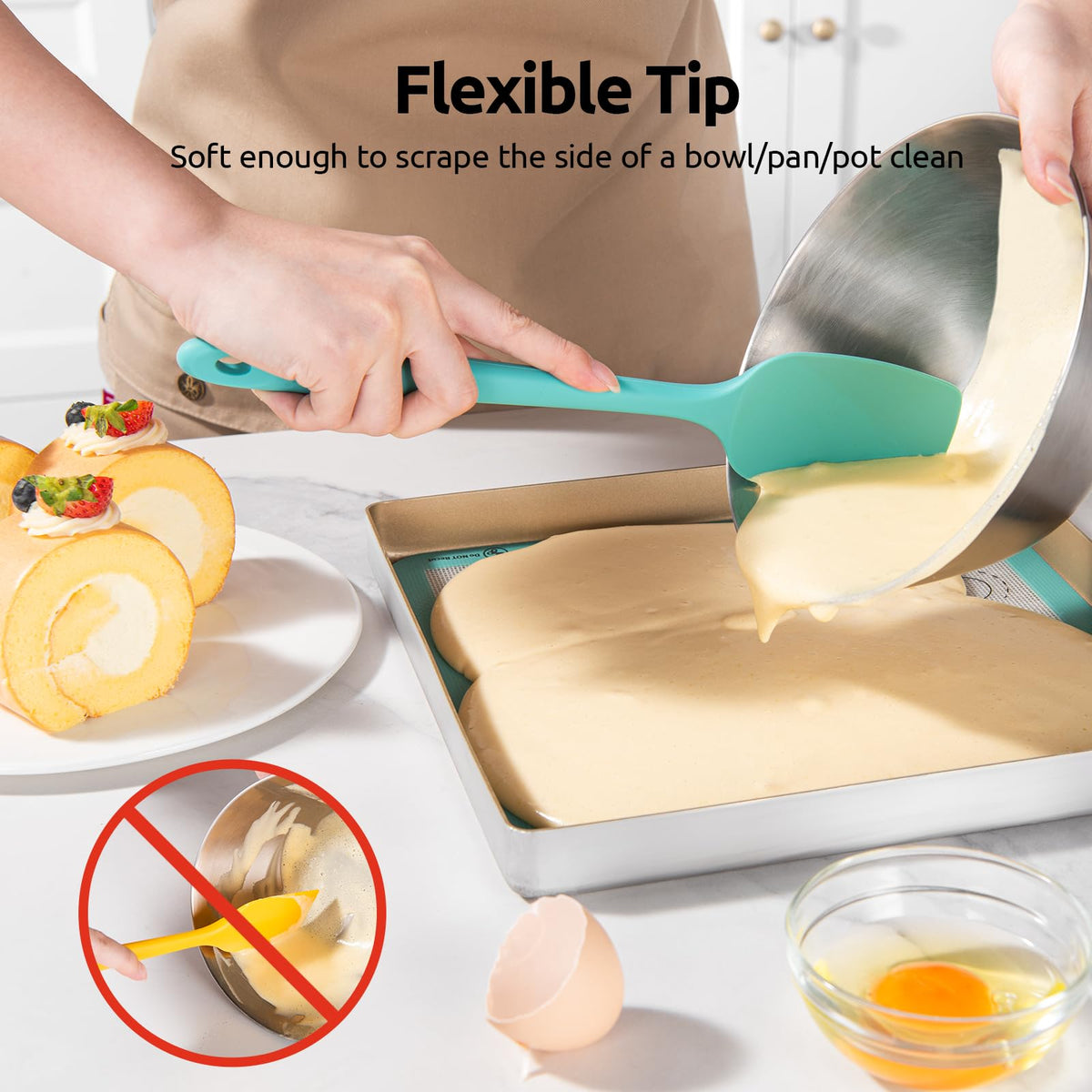 U-Taste flexible edge conforms to pans for thorough scraping