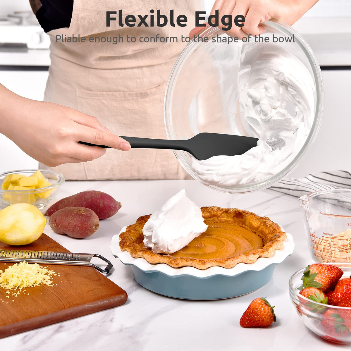 U-Taste spatula with flexible edge designed for bowls and pans.