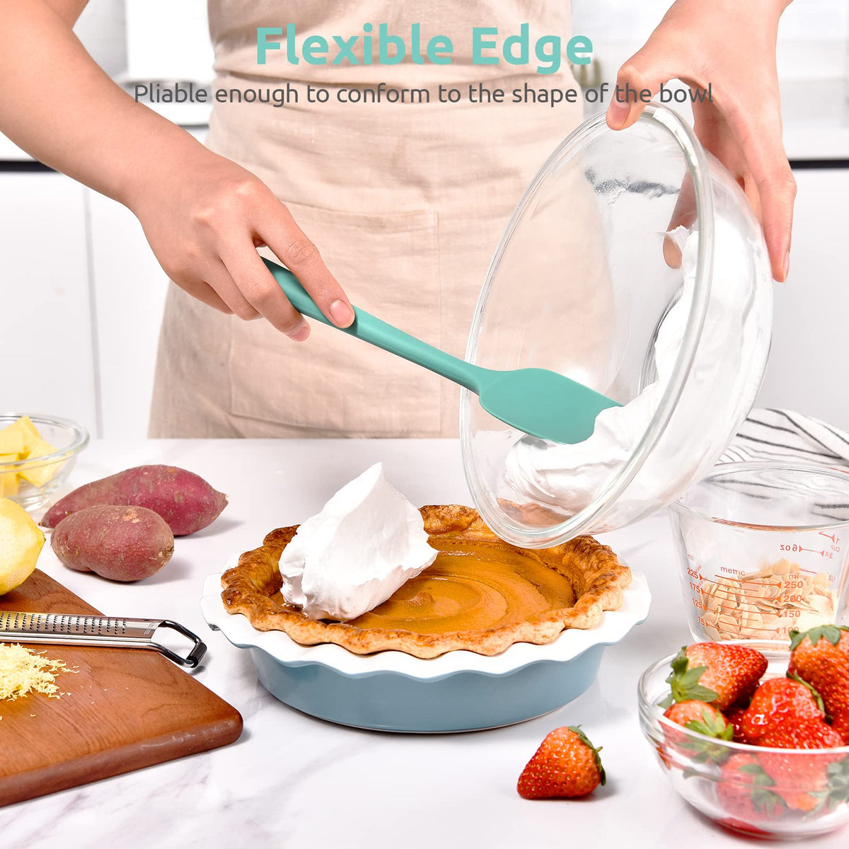 U-Taste flexible spatula edges clean bowl sides.