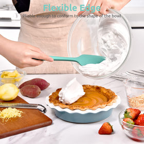 U-Taste flexible spatula scrapes bowl sides with ease.