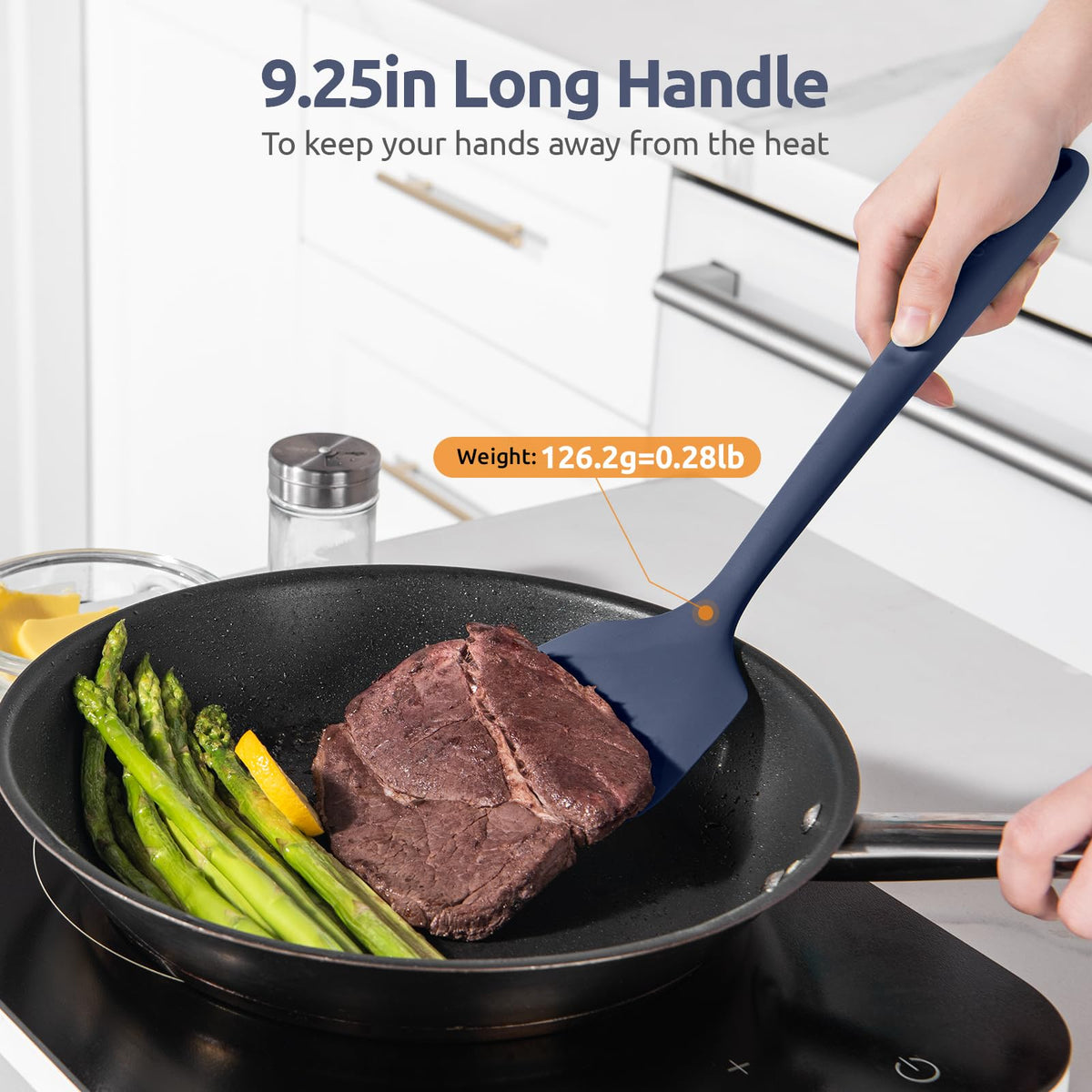 U-Taste balanced flexible-stiff head provides control for many foods.