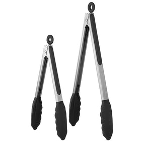 U-Taste heat-resistant tongs in action for grilling and serving
