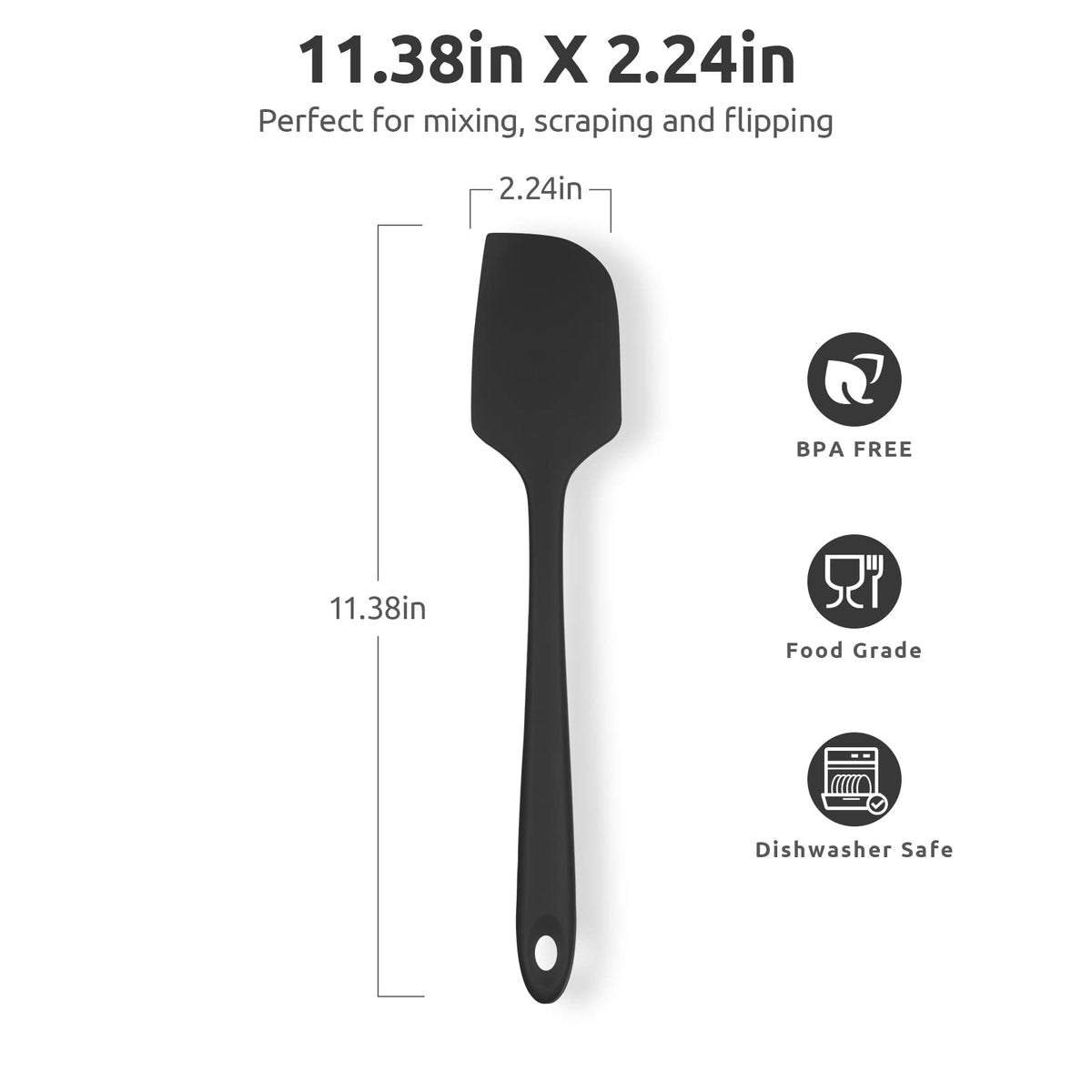 U-Taste large silicone spatula with flexible edge for bowl scraping.
