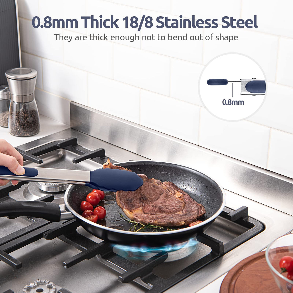 U-Taste locking mechanism keeps tongs securely closed for storage