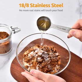 U-Taste one-quarter-tsp engraving ensures readable measurements for cooking