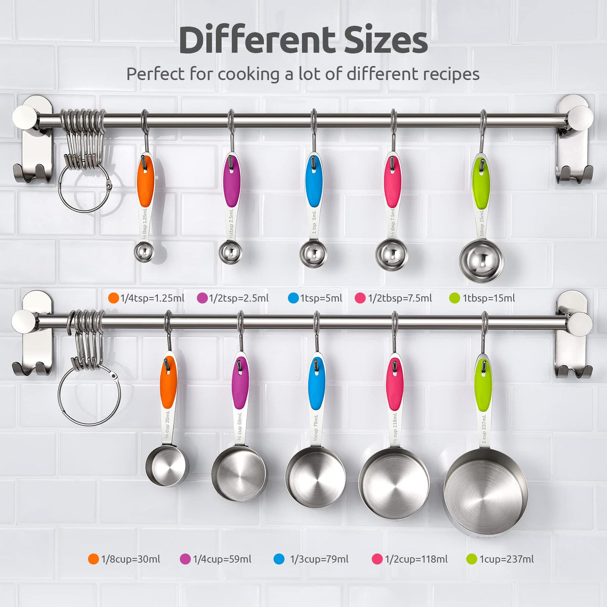 U-Taste measuring spoons with engraved marks for precise measuring.