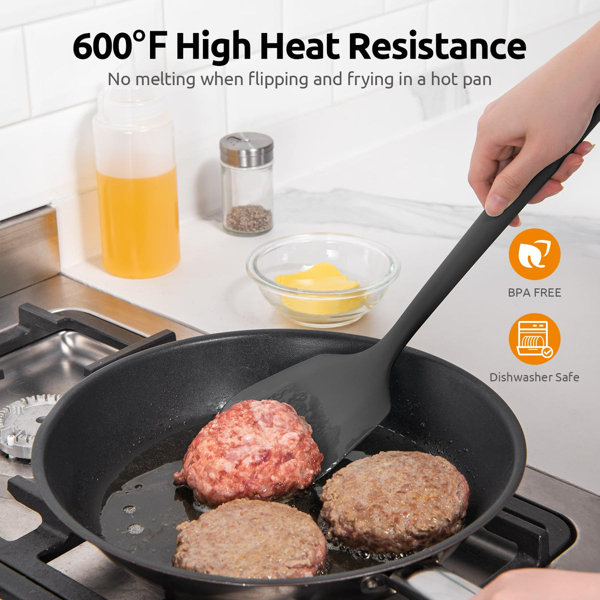 U-Taste nonstick-safe spatula protects cookware while lifting delicate foods