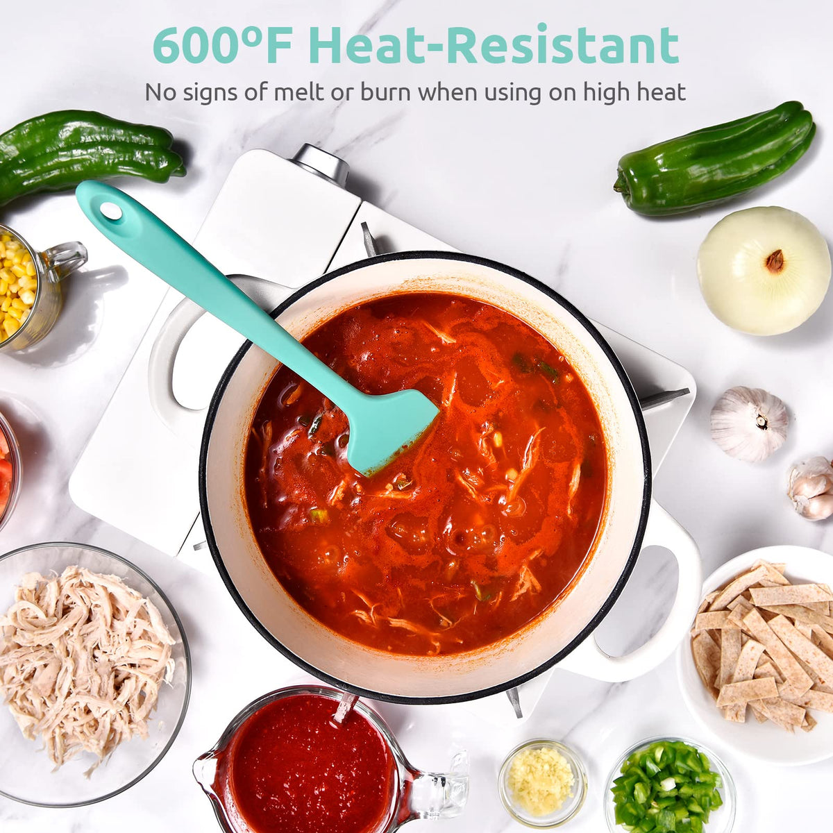 U-Taste nonstick silicone spatula withstands heat for safe frying.