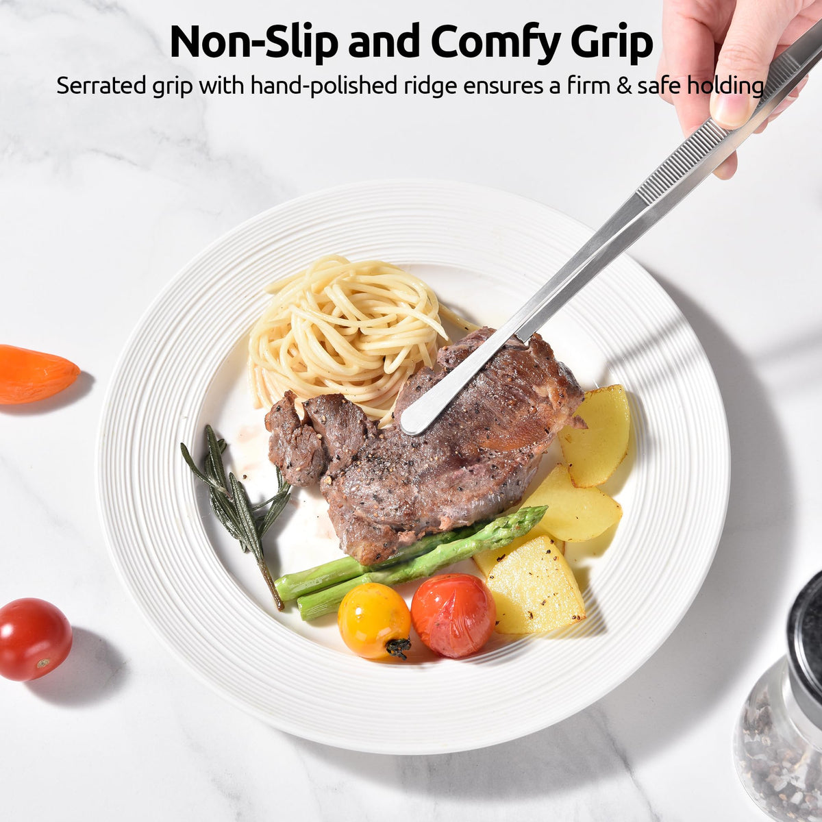 U-Taste versatile kitchen tweezers for safe serving and precise food handling.