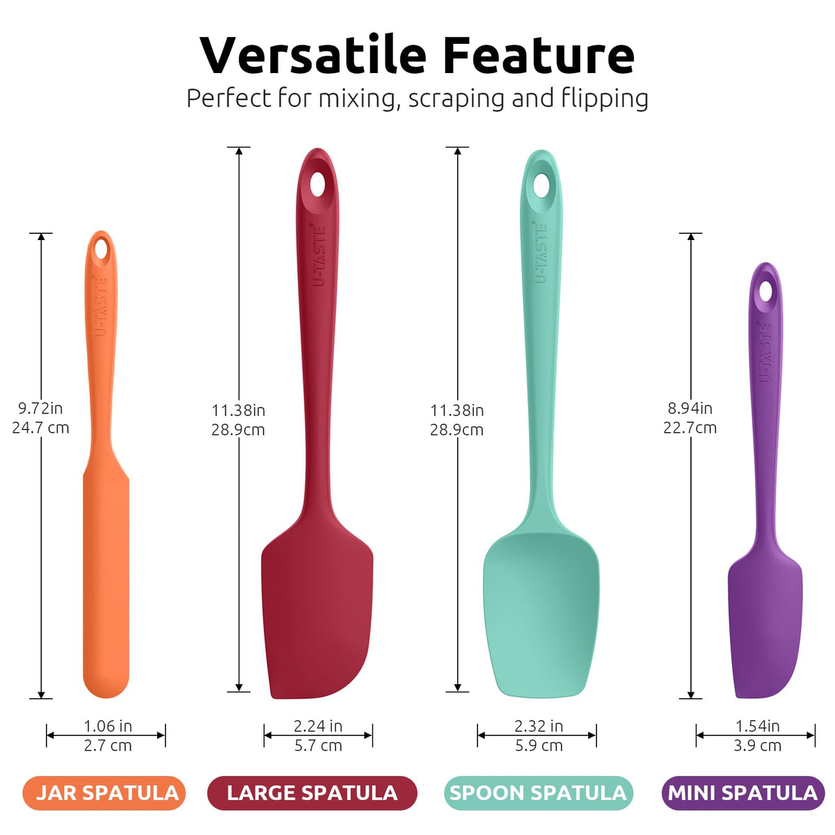 U-Taste spatula with rubberized, non-slip handle for secure grip