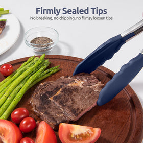 U-Taste tongs in action for grilling, serving, and tossing salads.