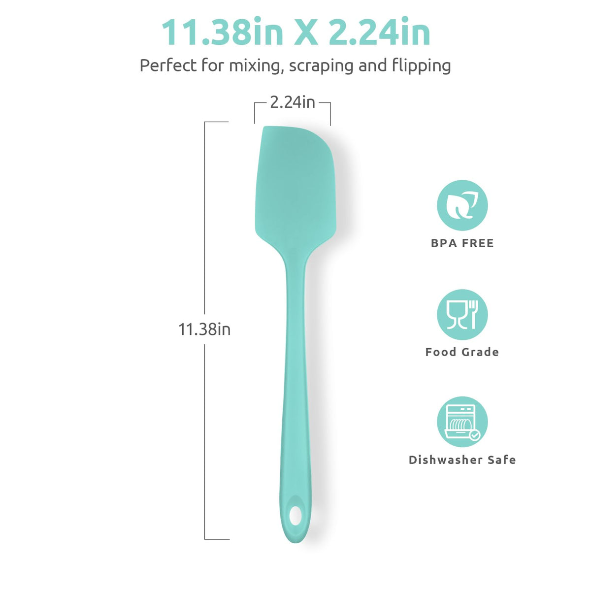 U-Taste silicone spatula extended length for easy reach and mixing.