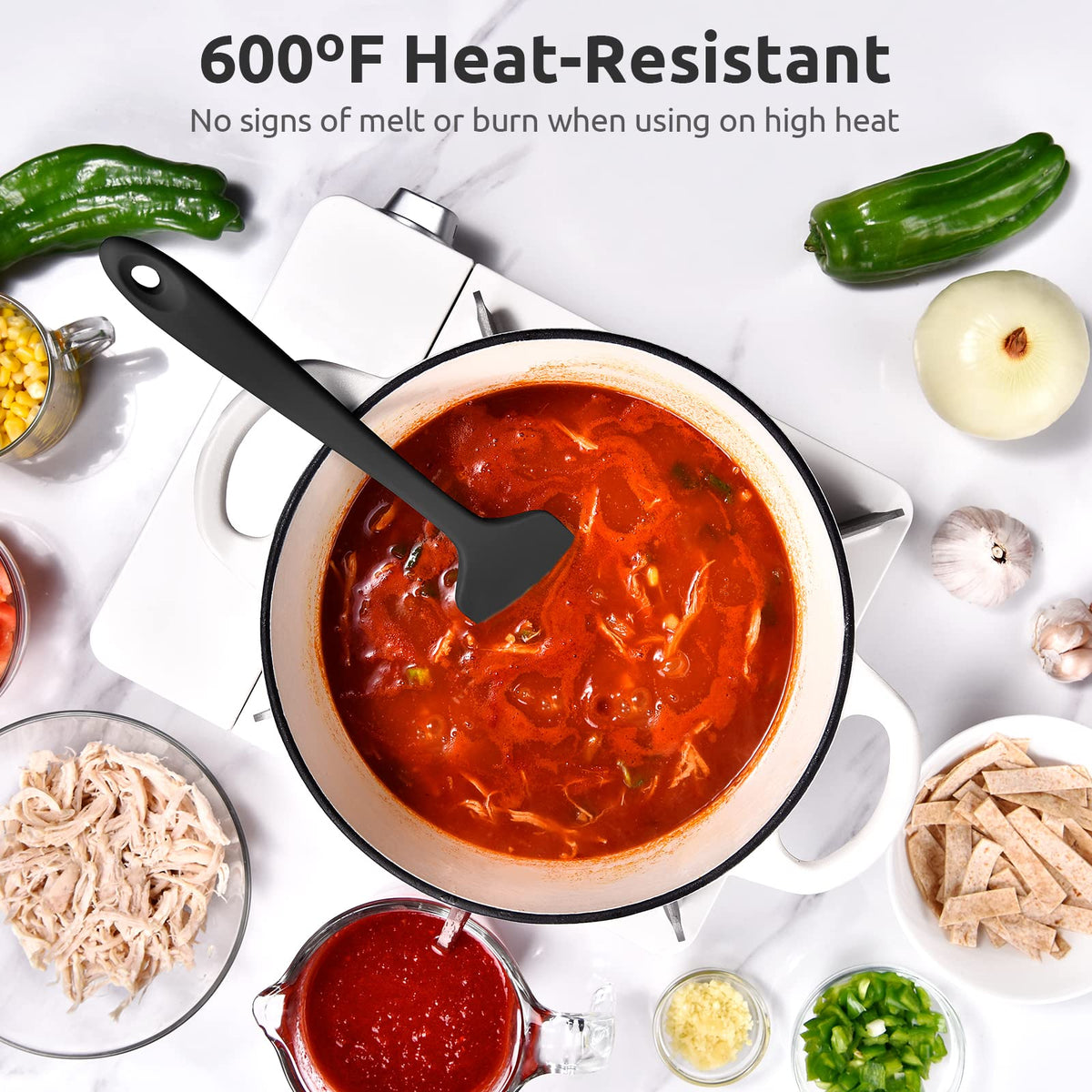 U-Taste silicone spatula reaches bowl corners for thorough mixing.