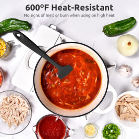 U-Taste silicone spatula reaches bowl corners for thorough mixing.